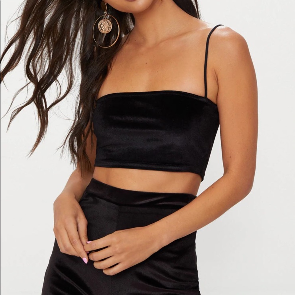 Black Velvet Crop Top